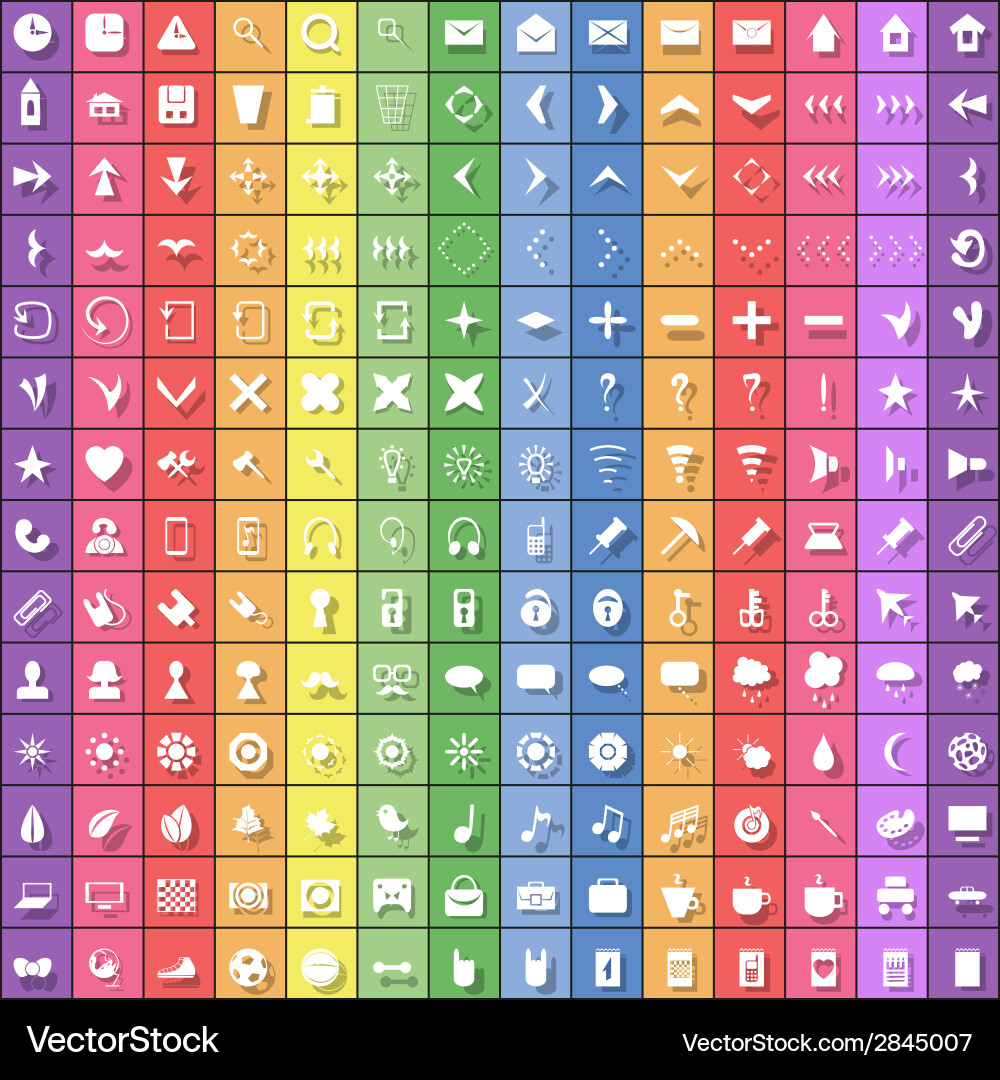 Universal flat icon set collection for web vector image