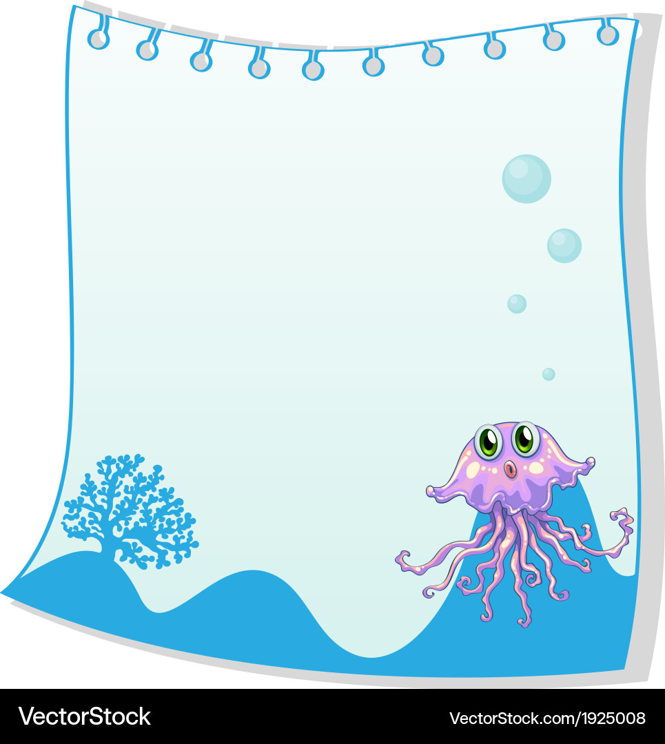 An empty paper template with a jellyfish vector image