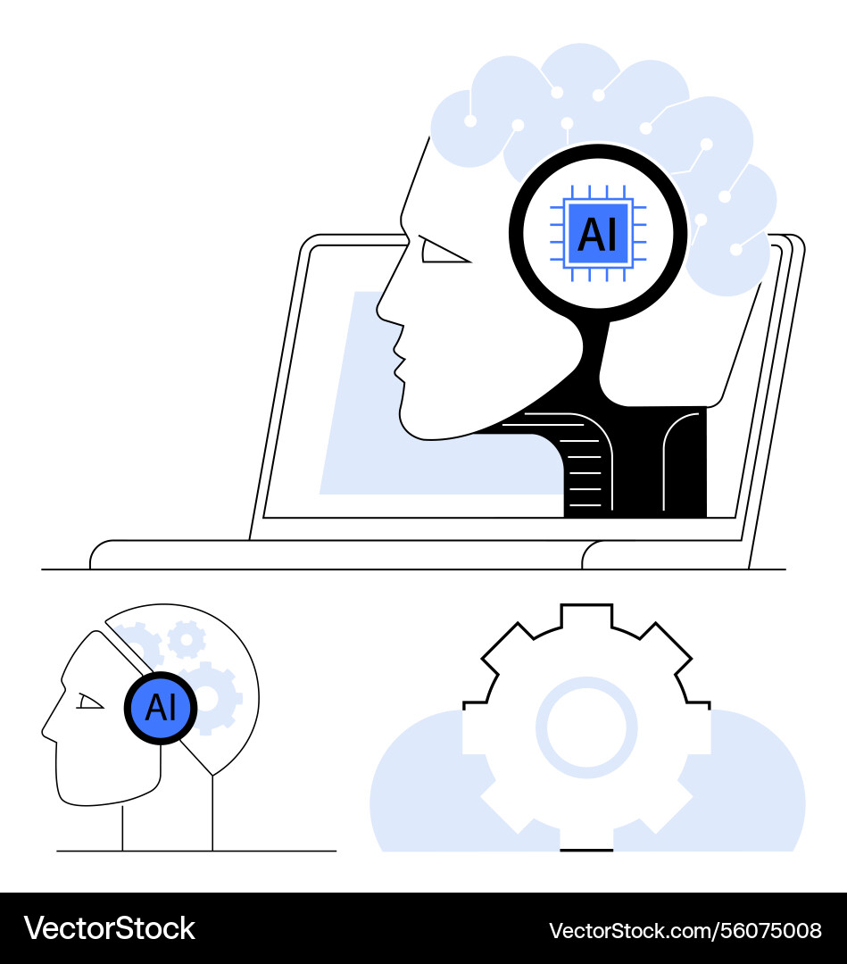 Artificial intelligence integration in technology Artificial intelligence integration in technology Vector Image