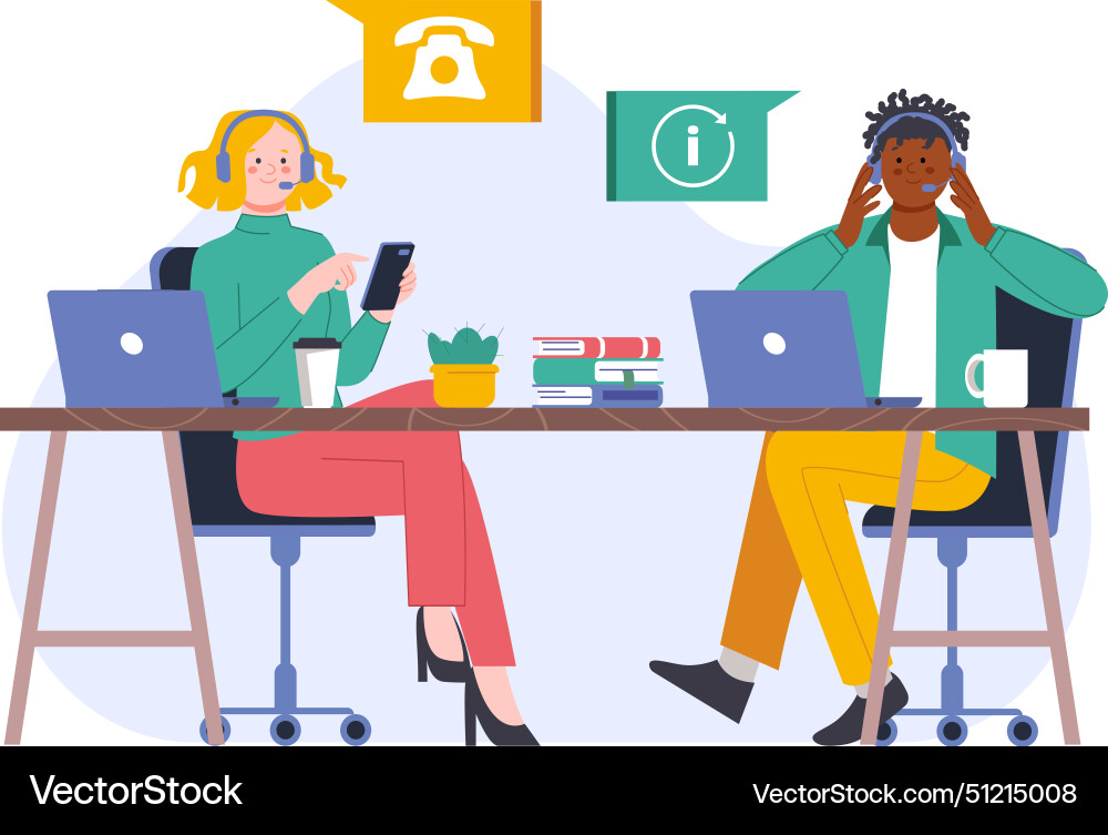 Call center operators multicultural office Vector Image