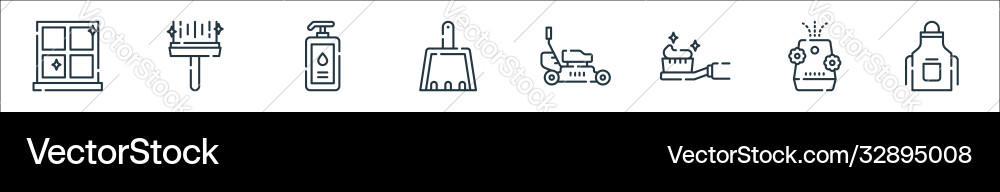 Cleaning line icons linear set quality Vector Image