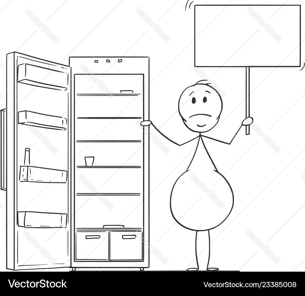 Depressed Man with Empty Fridge Vector Image