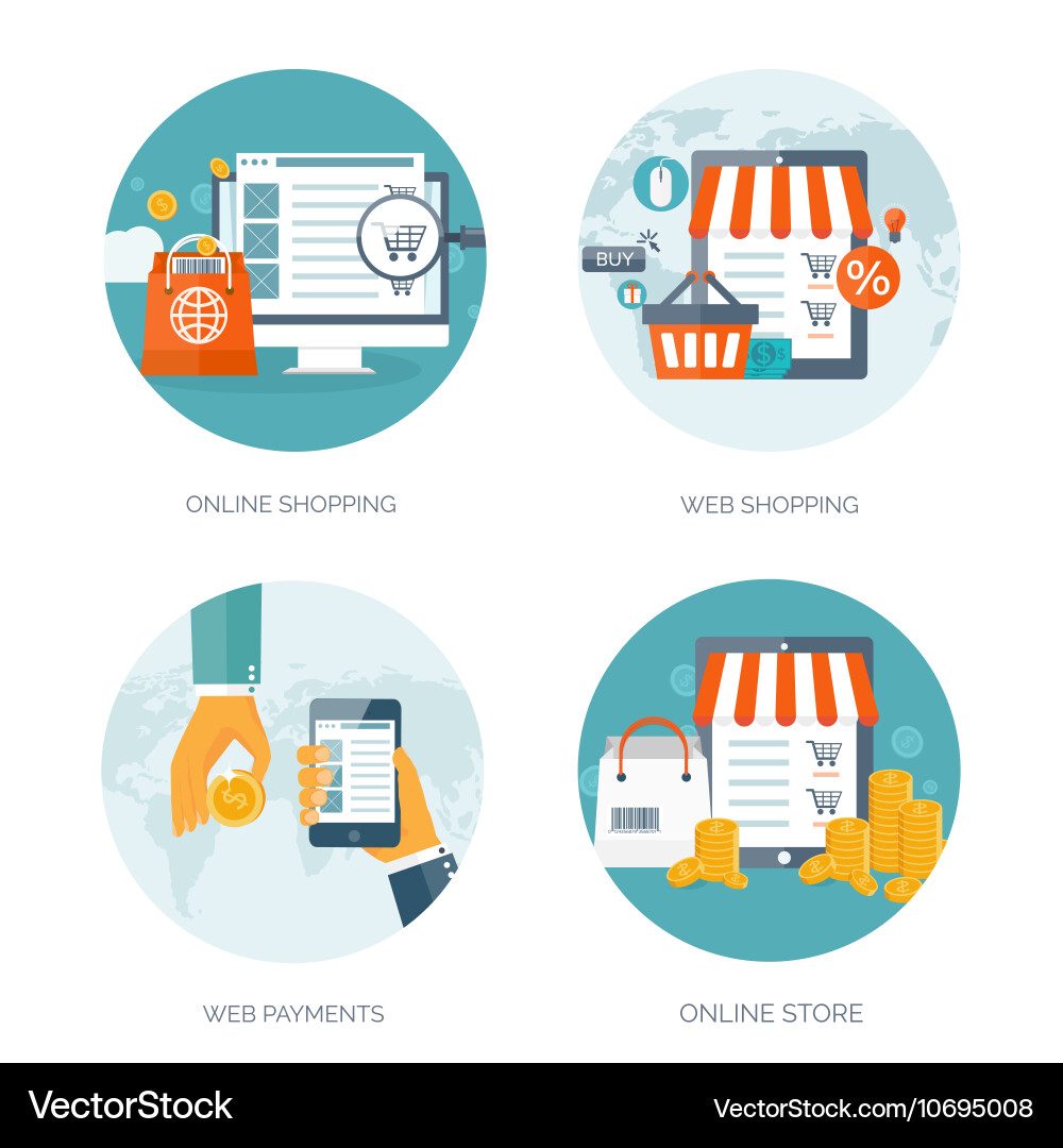 Flat header shopping web Vector Image