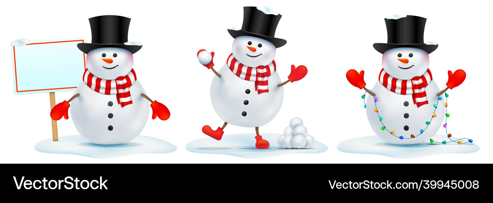 Funny Snowman with Objects Vector Image
