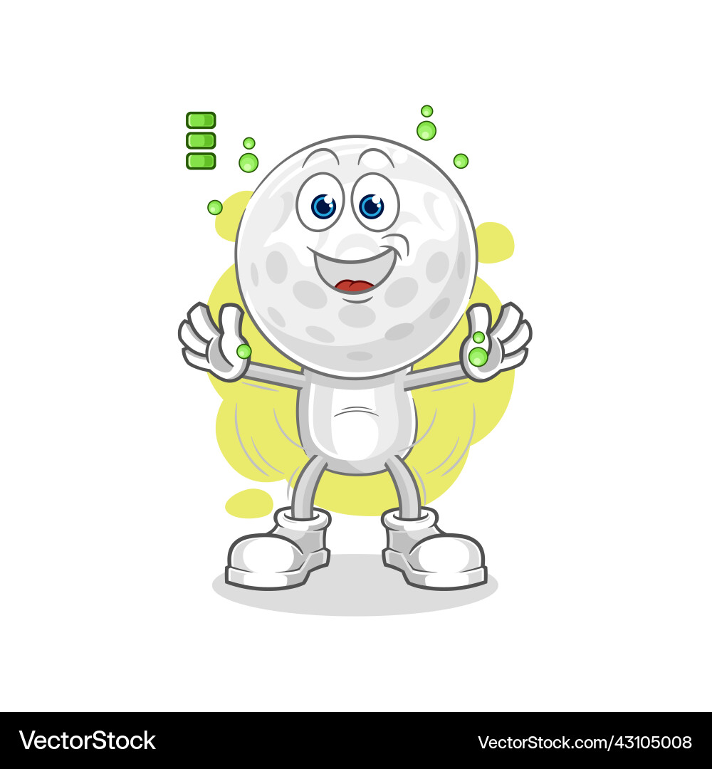 Golf head full battery character cartoon mascot Golf head full battery character cartoon mascot Vector Image