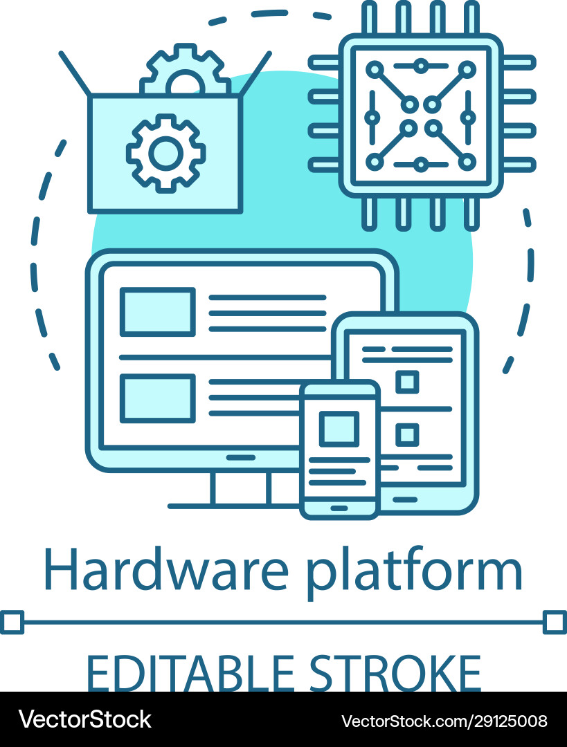 Hardware platform computer technology concept icon Hardware platform computer technology concept icon vector image