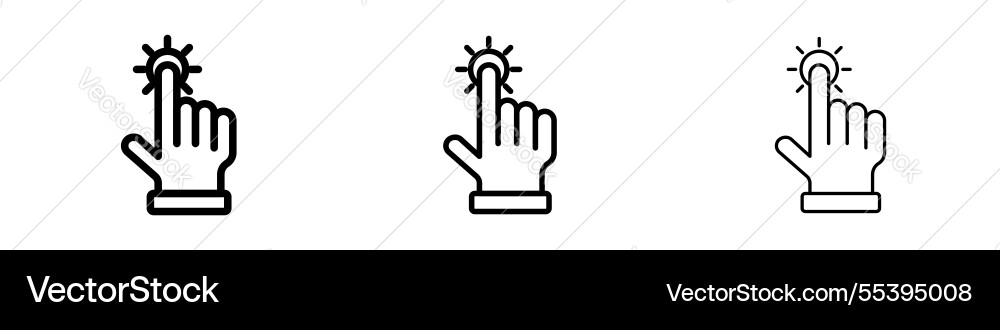 Interactive icons in three different stroke lines Interactive icons in three different stroke lines vector image
