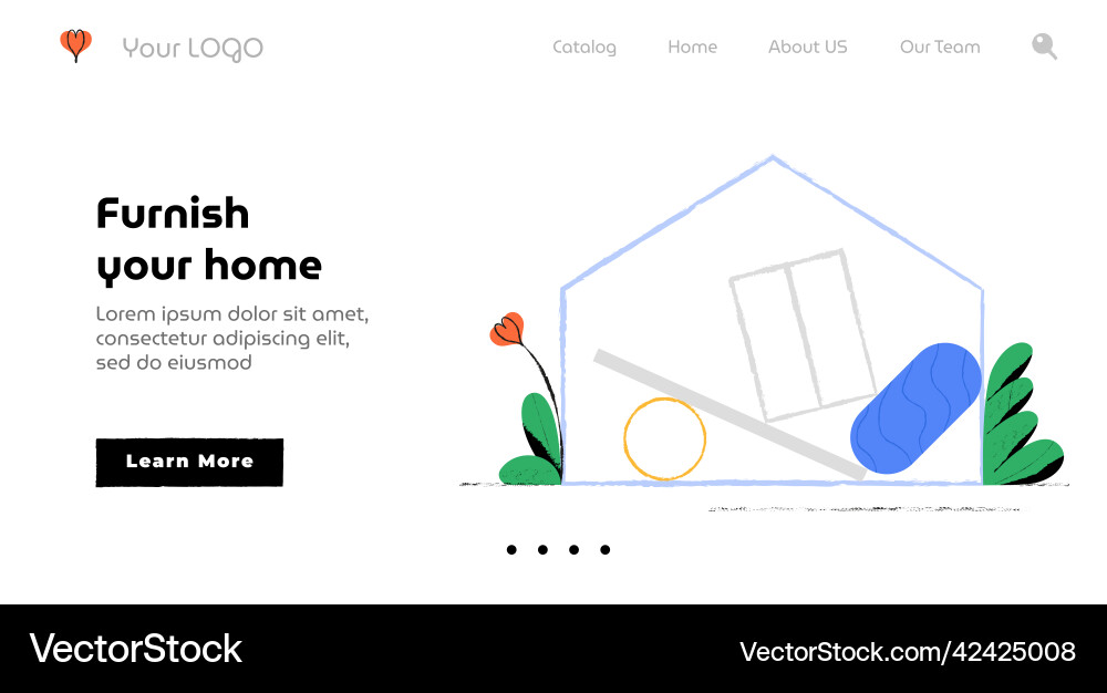 Landing page of the site in a minimalistic linear Vector Image
