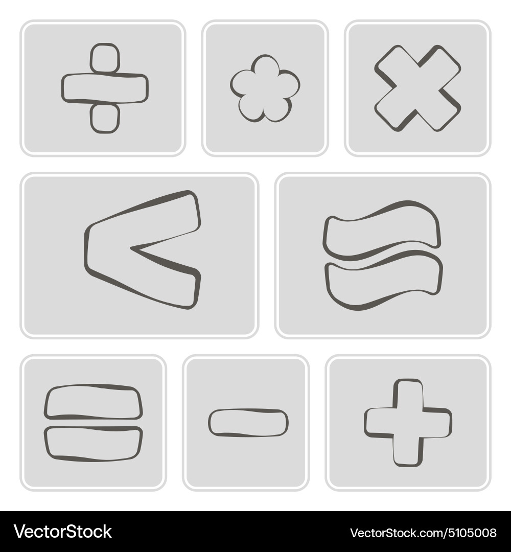 Monochrome icons with arithmetic symbols Vector Image