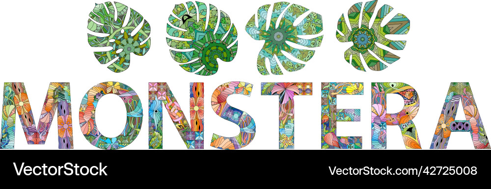Monstera text design clean and simple Vector Image