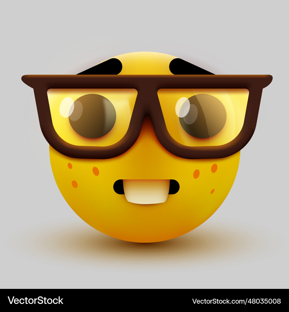 Nerd Face Emoji - Clever Geek vector image