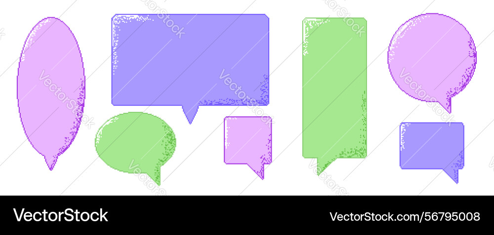 Pixel art color speech bubbles 8 bit text boxes vector image