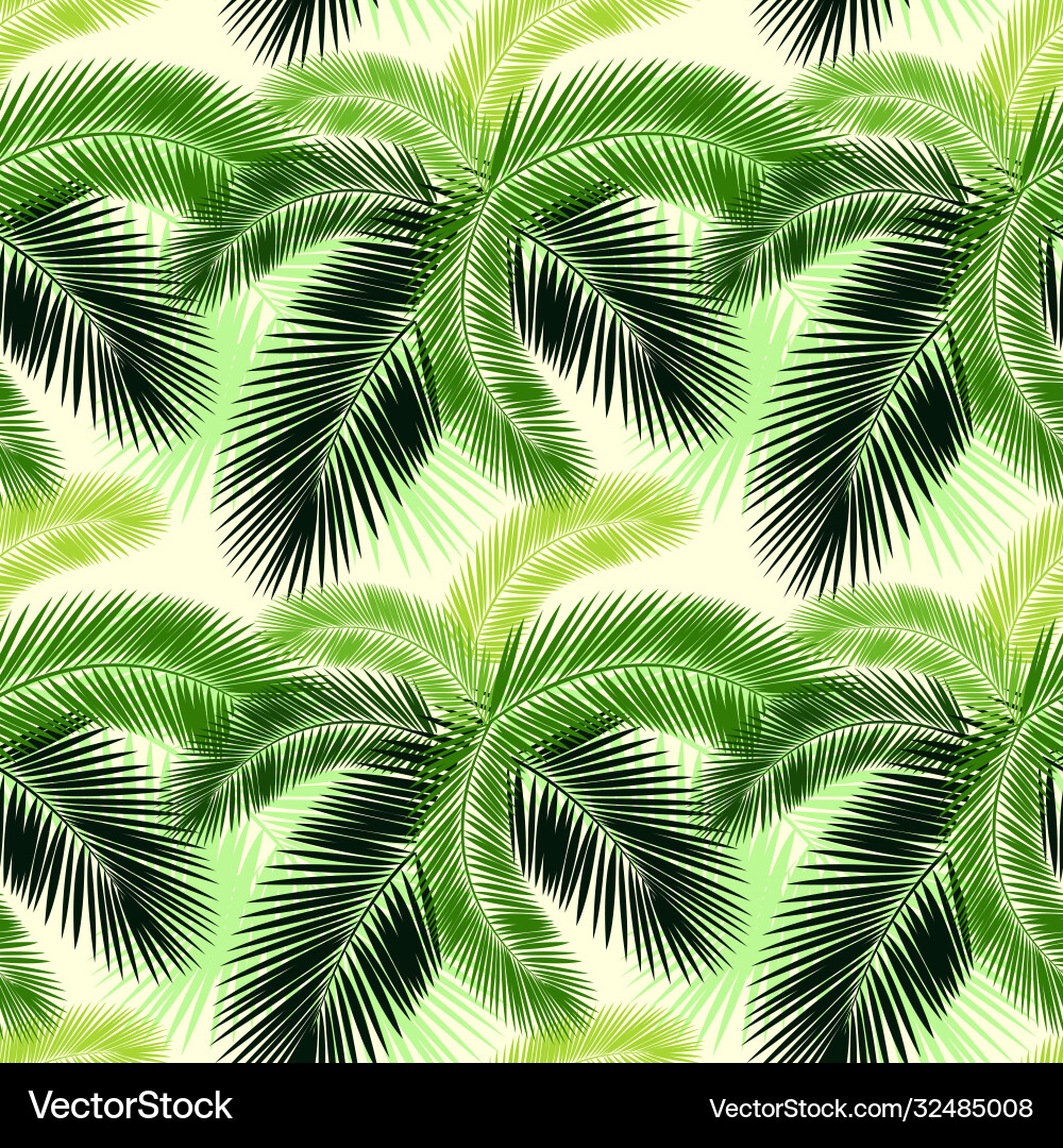 Seamless color palm leaves pattern Seamless color palm leaves pattern Vector Image