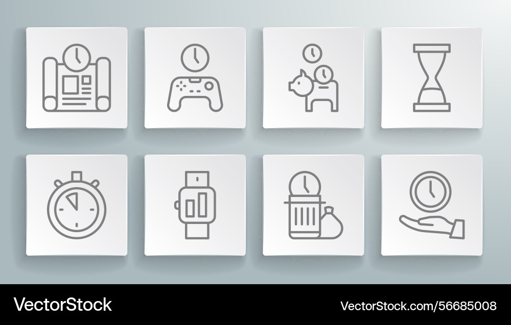 Set line stopwatch gamepad of time smartwatch Set line stopwatch gamepad of time smartwatch vector image