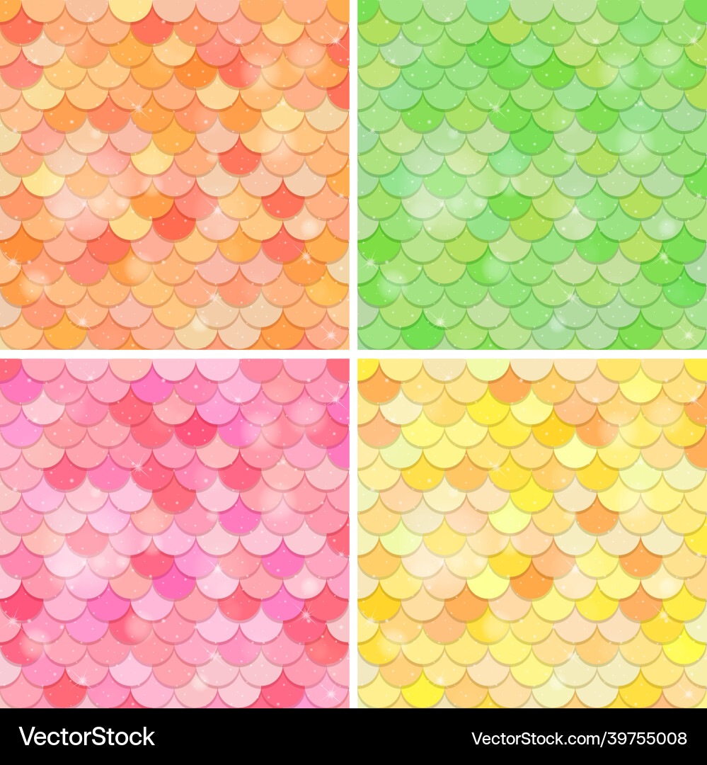 Set of fish scale seamless pattern background Set of fish scale seamless pattern background vector image