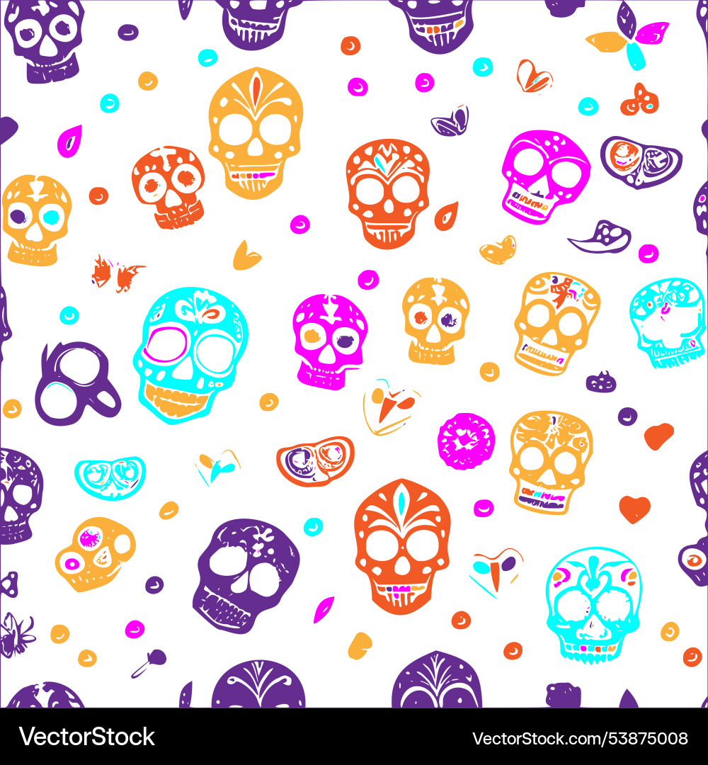 Skull calaveras abstract pattern Skull calaveras abstract pattern Vector Image