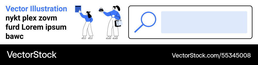 Team searching for information with magnifying Vector Image