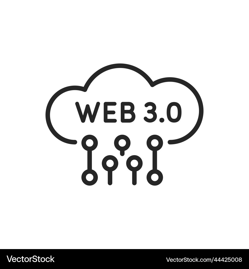 Web 30 line icon with cloud symbol isolated Web 30 line icon with cloud symbol isolated Vector Image