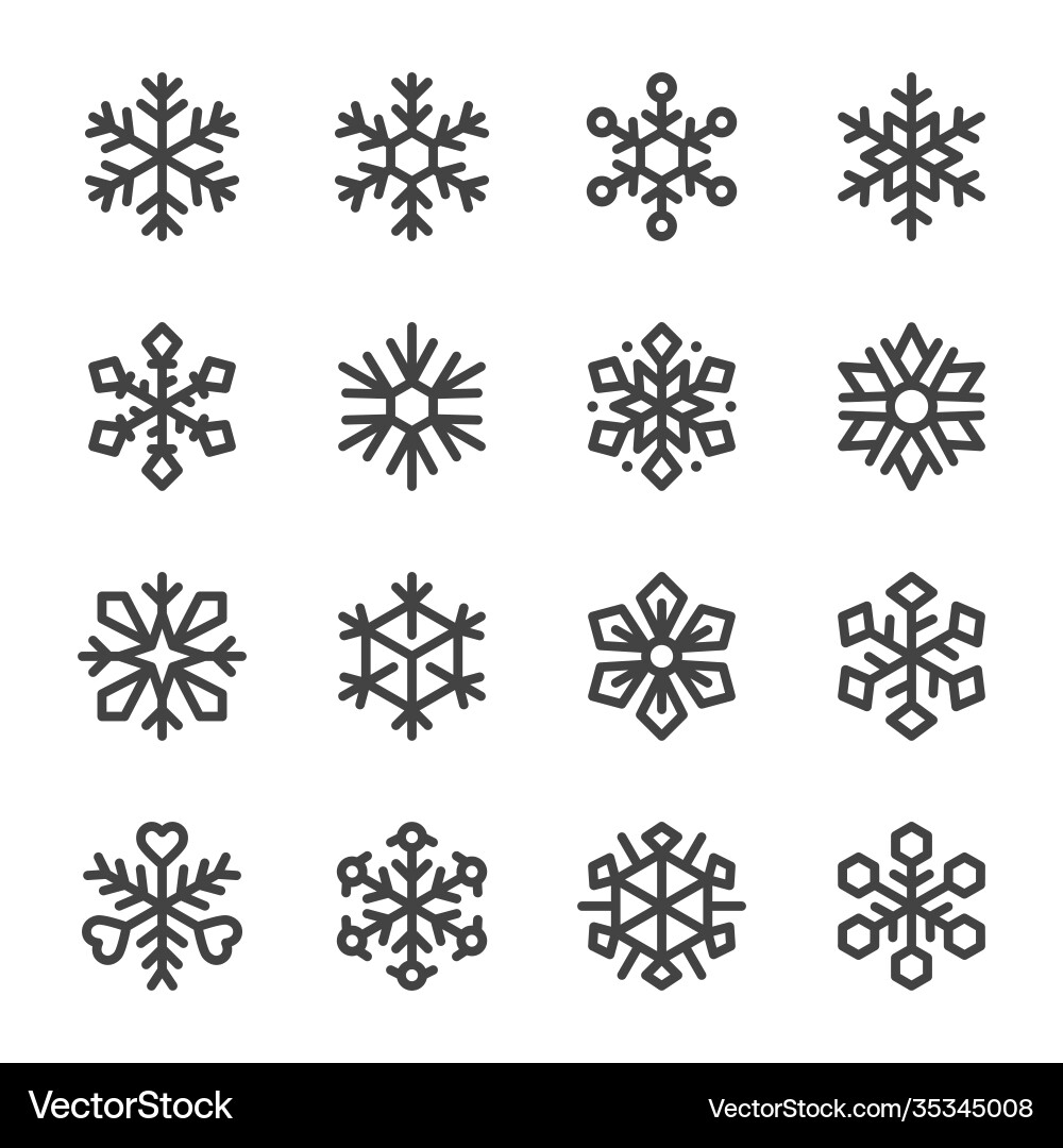 Winter Snowflake Icon Set Vector Image