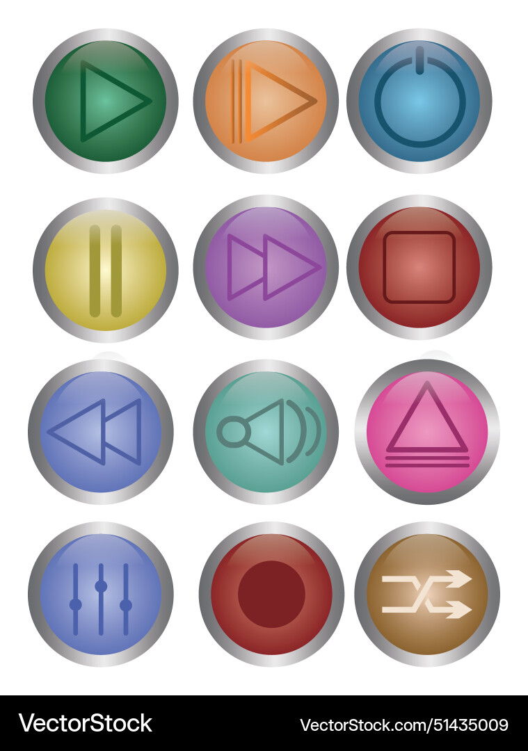 3D Multimedia Button with Gradient vector image
