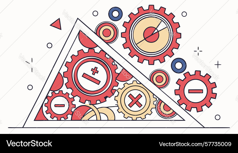 Abstract data processing with geometric shapes Vector Image