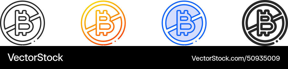 Bitcoin iconthin linear gradient blue stroke vector image