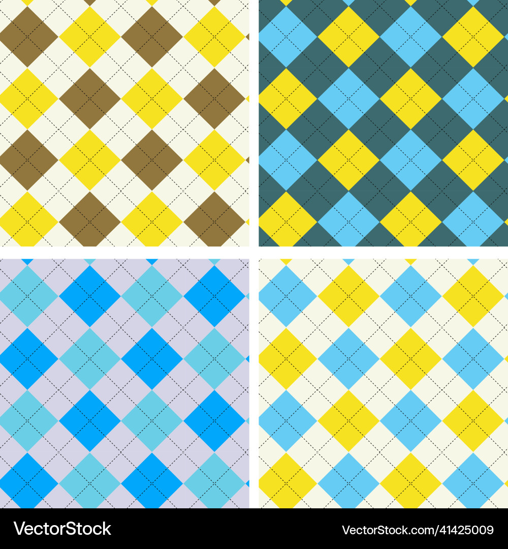 Collection set of 4 argyle seamless pattern Vector Image