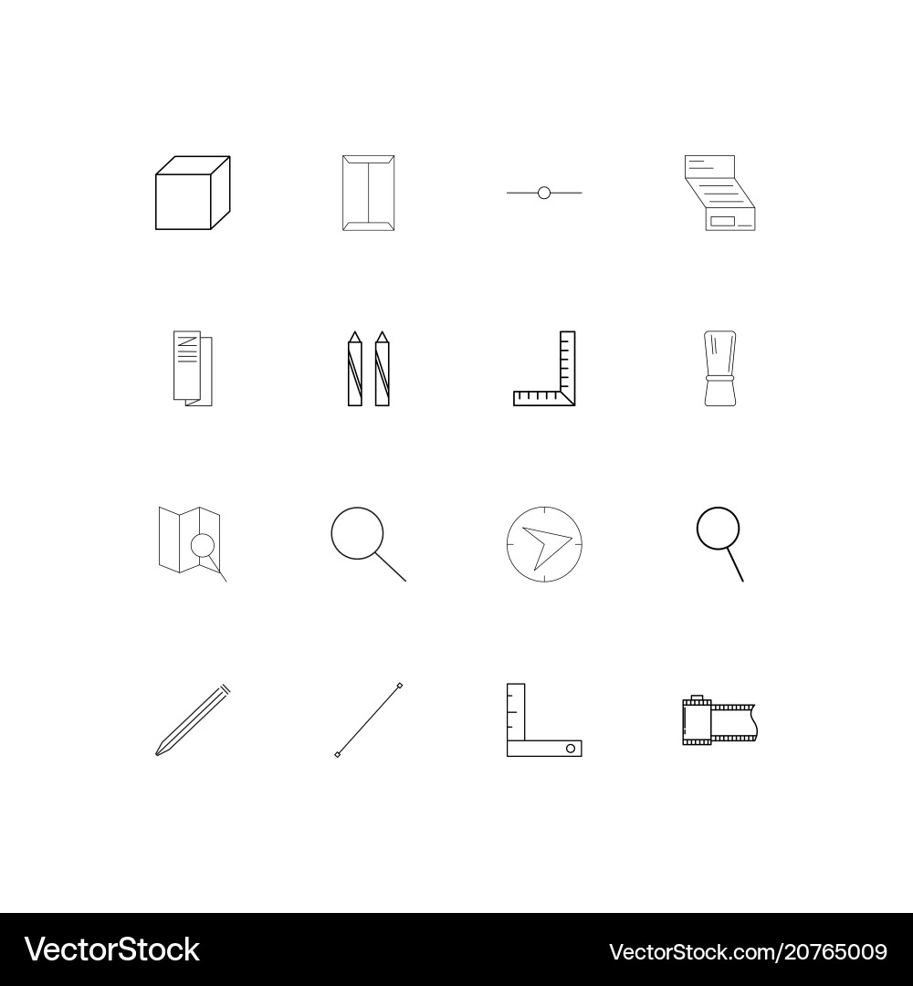 Creative process and design linear thin icons set vector image