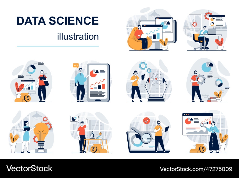 Data Science Character Set vector image