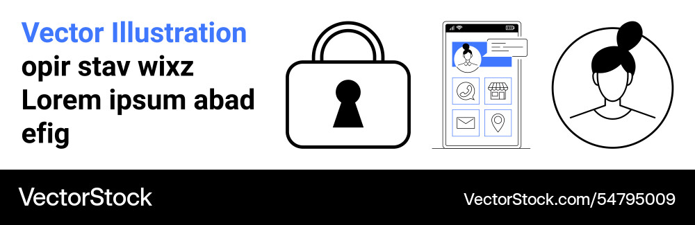Digital security concept with lock user interface Digital security concept with lock user interface vector image