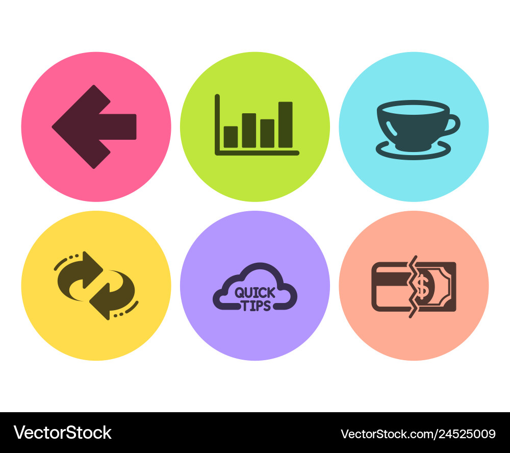 Espresso refresh and quick tips icons set report vector image