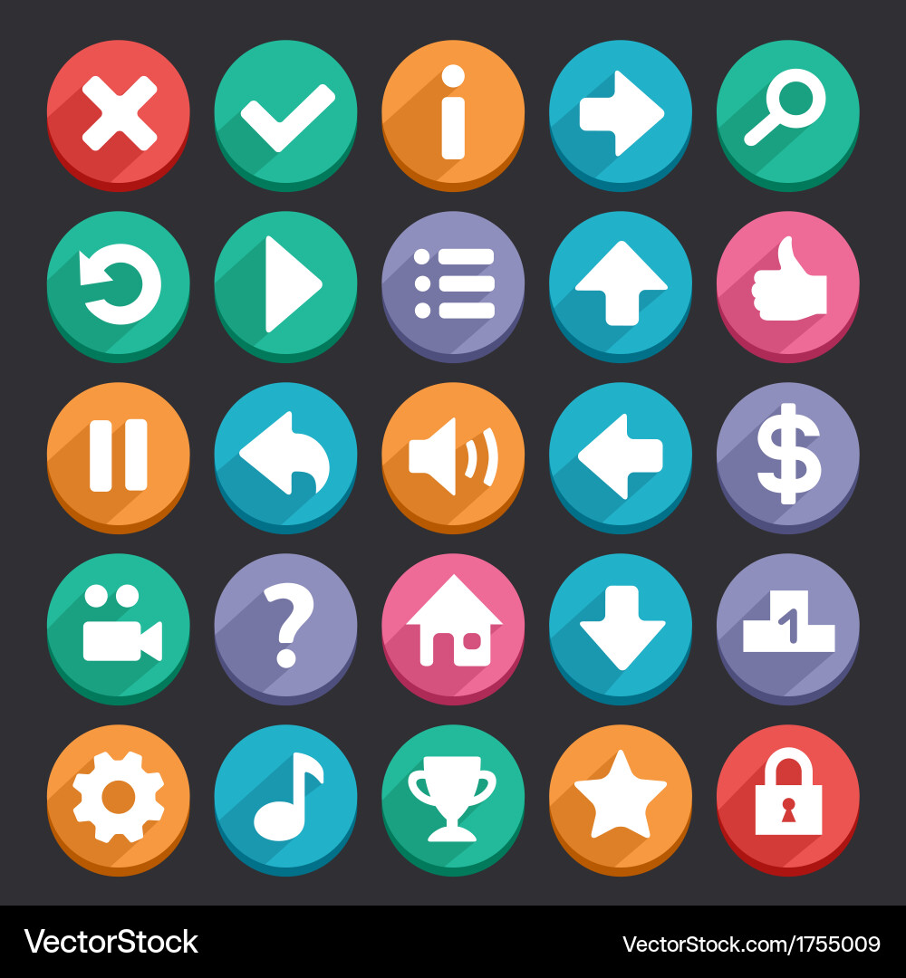 Flat game icons Vector Image