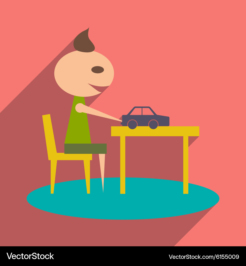 Flat with shadow icon and mobile application boy vector image