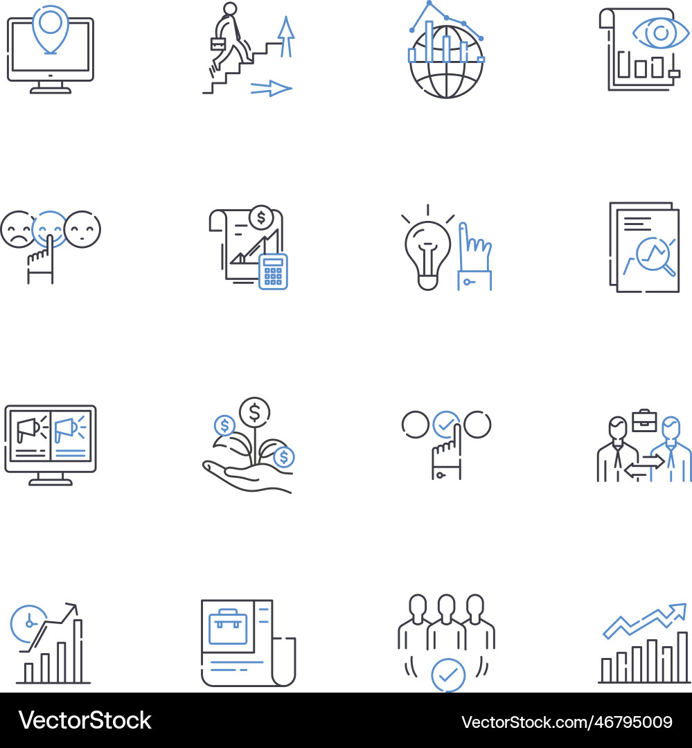 Forward movement line icons collection progress Vector Image
