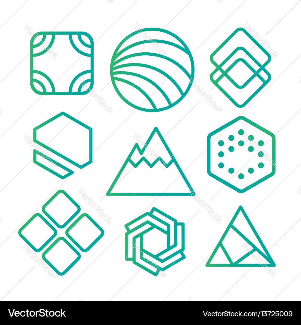 Geometric Contour Shape Set vector image