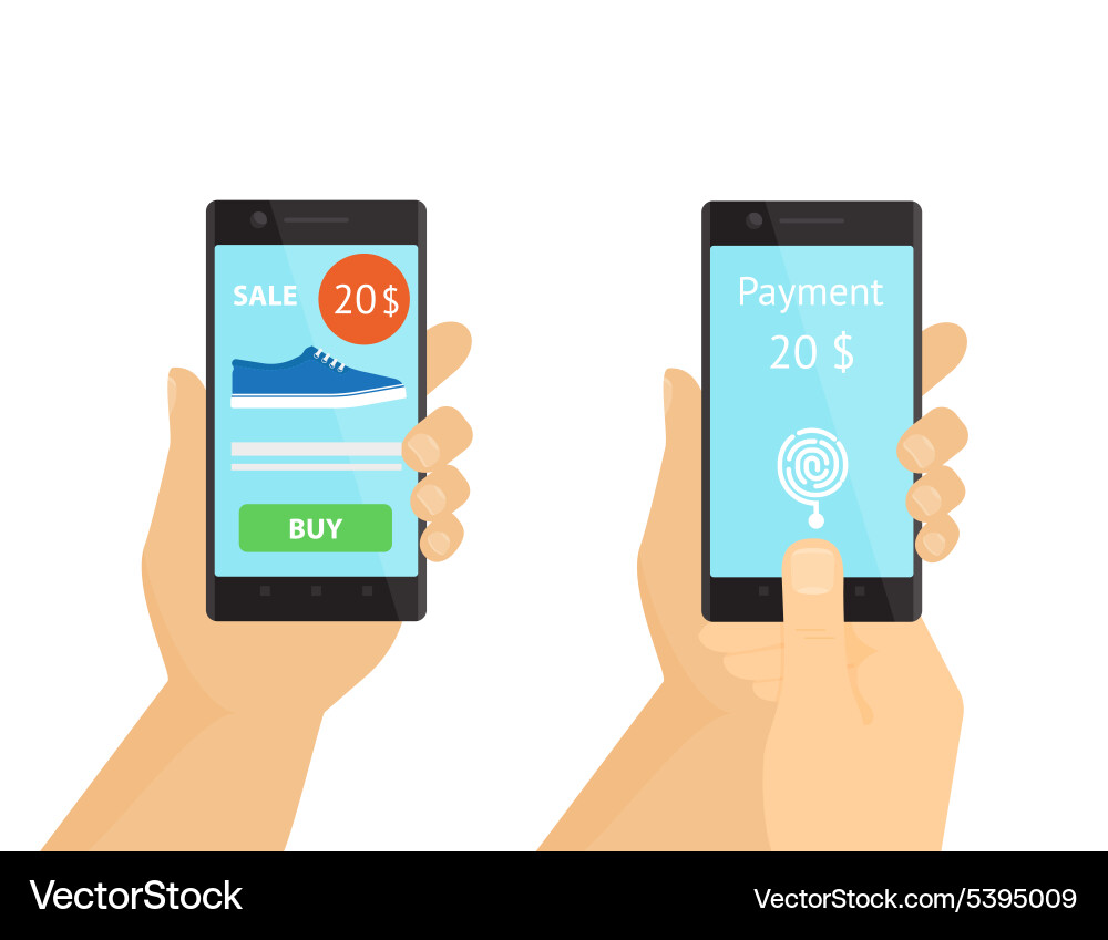 Mobile Payment & Fingerprint Authentication vector image
