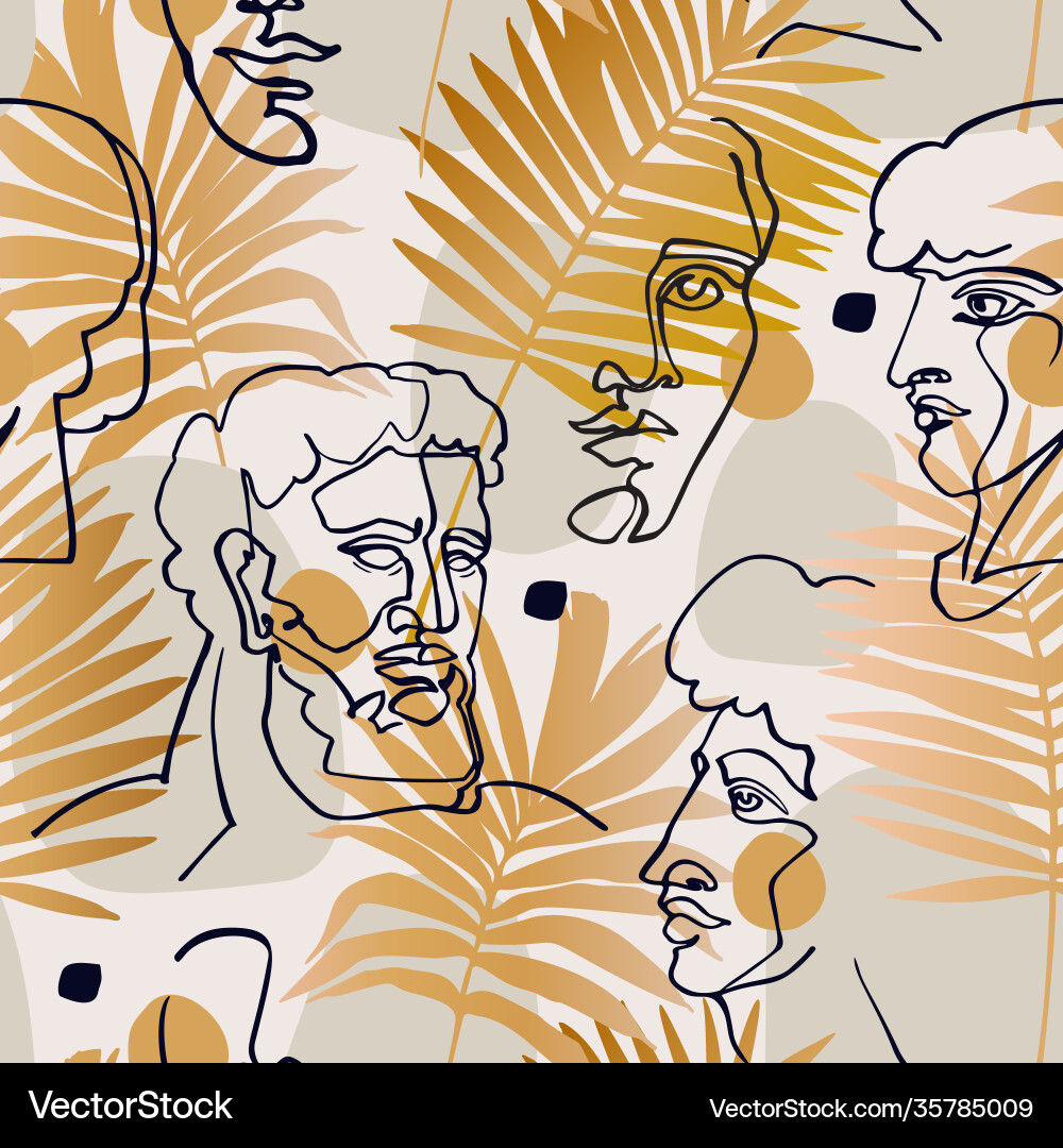 Modern continuous one line art in cubism style vector image
