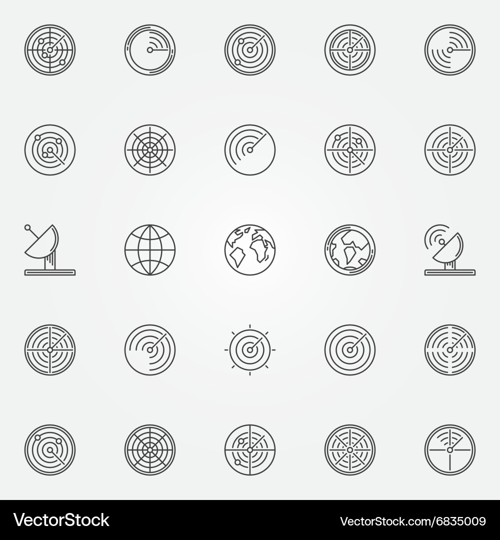 Radar Icon Set - Targeting & Detection vector image