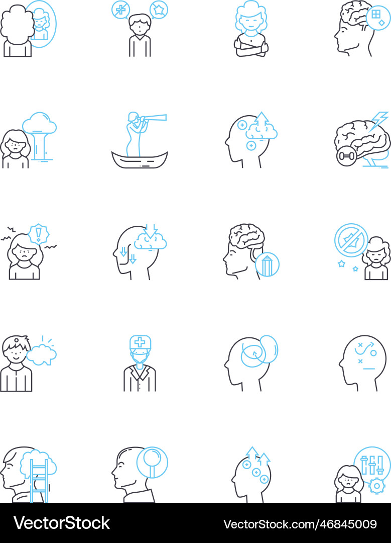 Rational thinking linear icons set reasoning Rational thinking linear icons set reasoning Vector Image