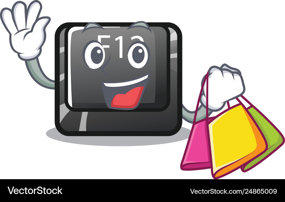 Shopping button f12 isolated in character Shopping button f12 isolated in character Vector Image