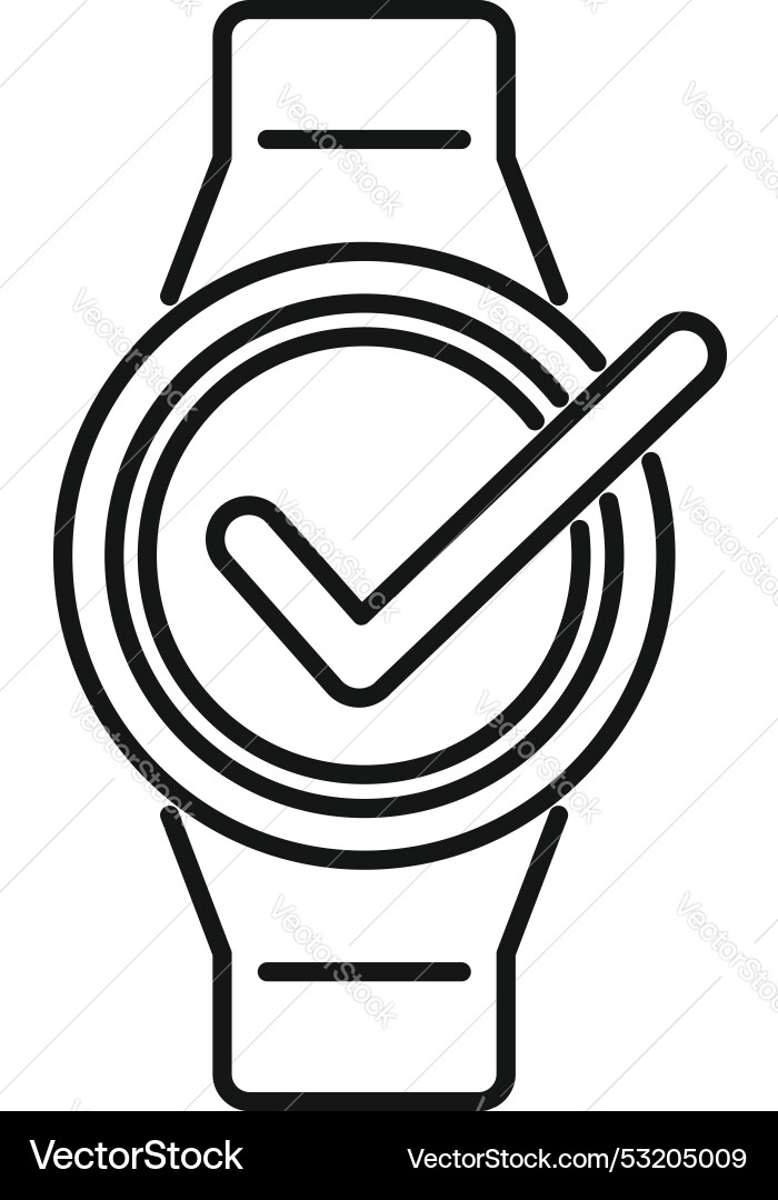 Smartwatch showing check mark icon on screen Smartwatch showing check mark icon on screen vector image