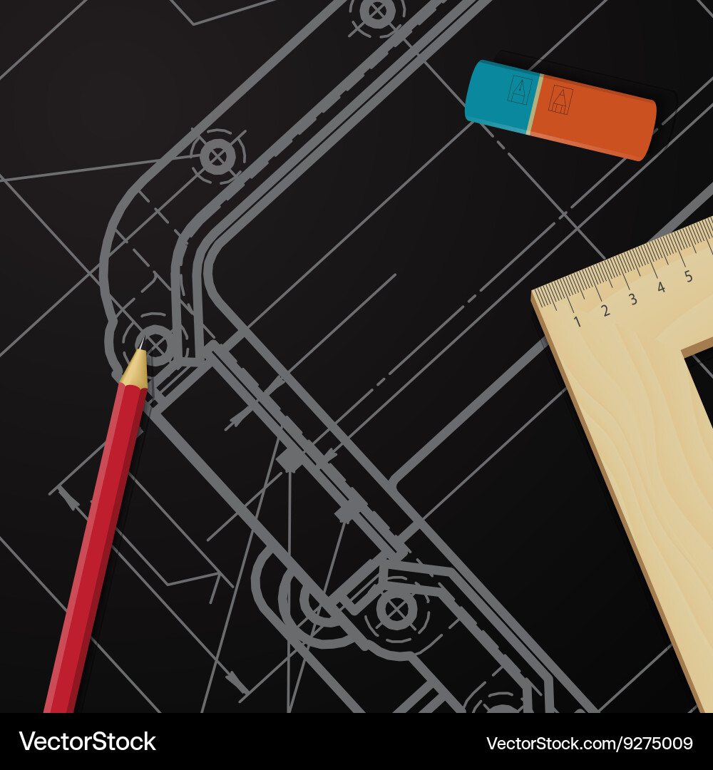 Technical blueprint of mechanism Vector Image