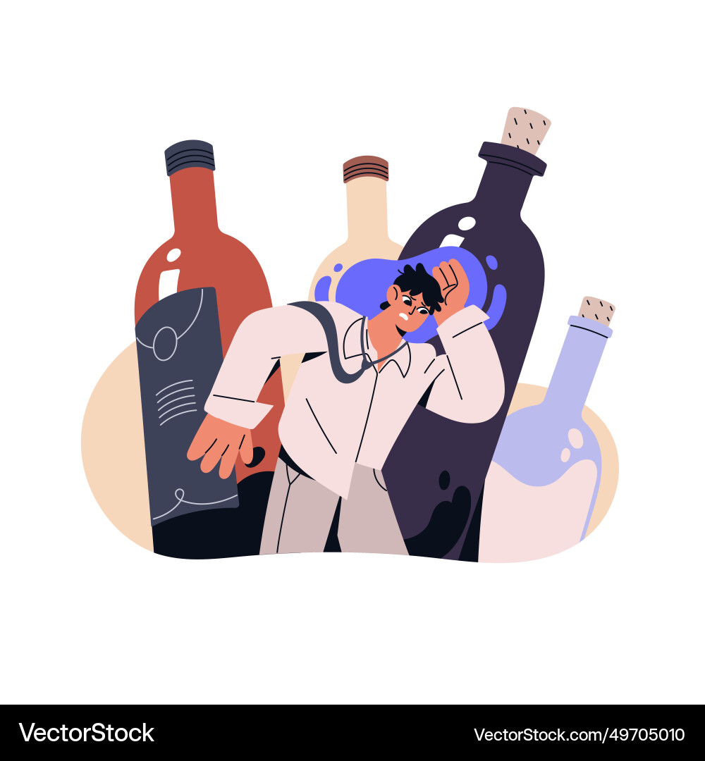 Alcoholism problems addiction concept addicted – Royalty-Free Vector |  VectorStock, image size:1000x1080