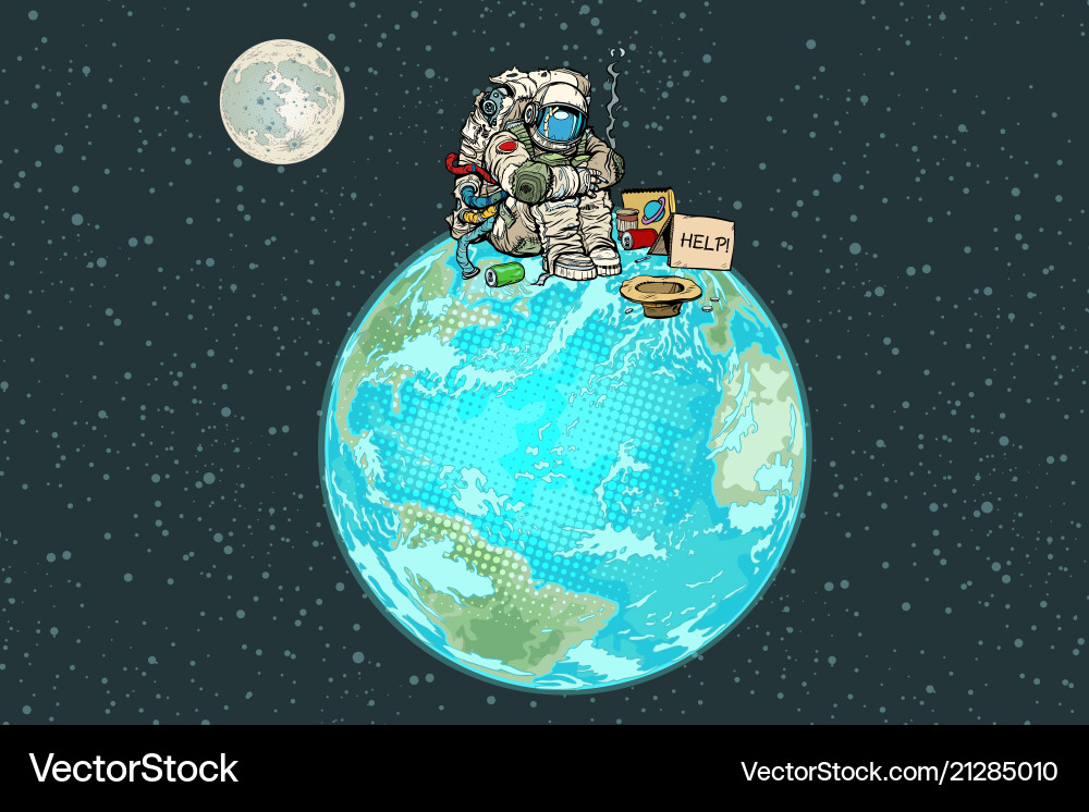 Astronaut asks for help in space Astronaut asks for help in space vector image