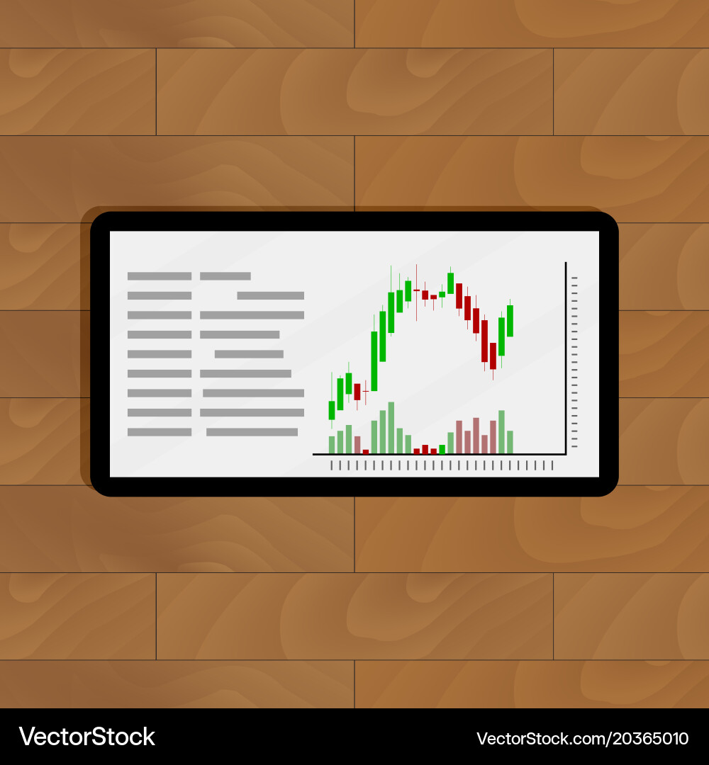 Chart and graph on tablet Vector Image
