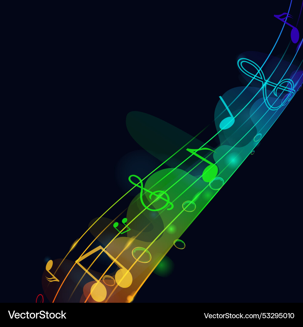 Colorful music notes with lines Royalty Free Vector Image