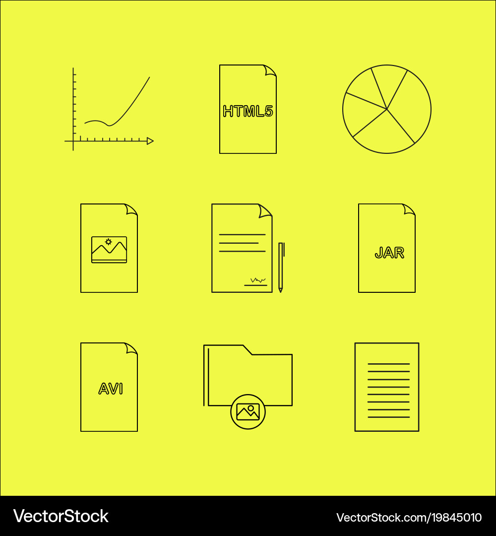 Files and folders linear icon set simple outline vector image