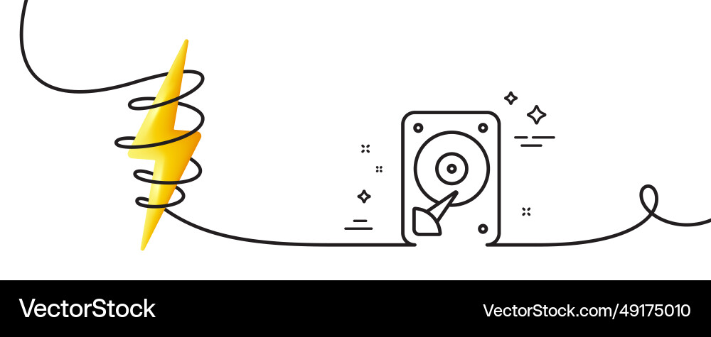Hdd icon hard disk storage sign continuous line Hdd icon hard disk storage sign continuous line vector image