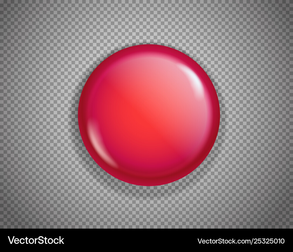 Isolated Red Button on Checkerboard Background vector image