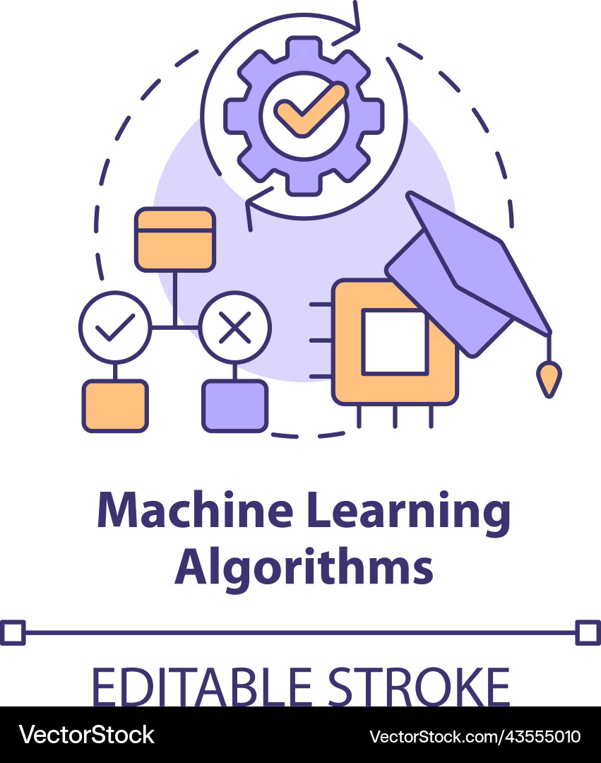 Machine learning algorithms concept icon Machine learning algorithms concept icon Vector Image